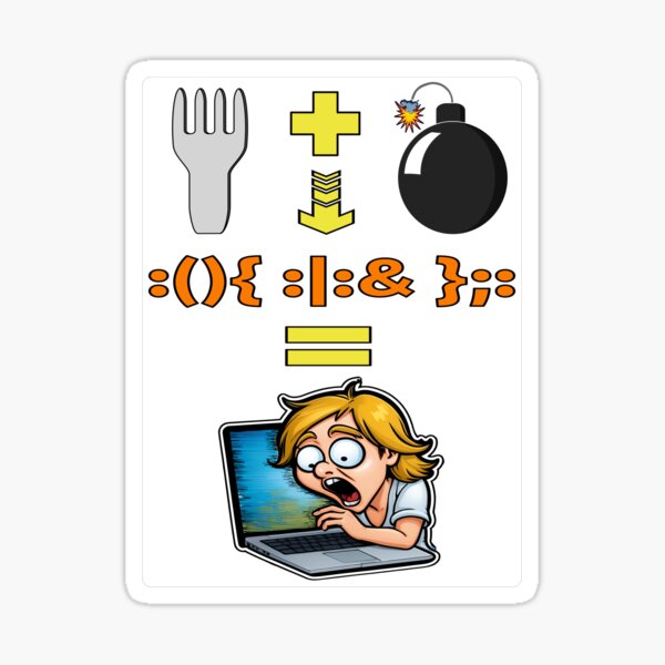 Item preview, Fork Bomb :(){ :|:& };: Linux Humour designed and sold by Image-Caption.