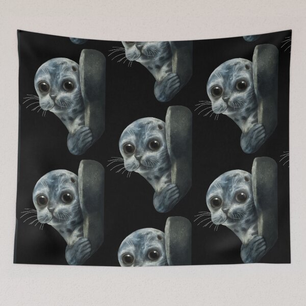 Item preview, Curious Harbour Seal acrylic/digital painting designed and sold by Funsize-Art.