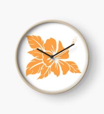 Orange Hibiscus Clock