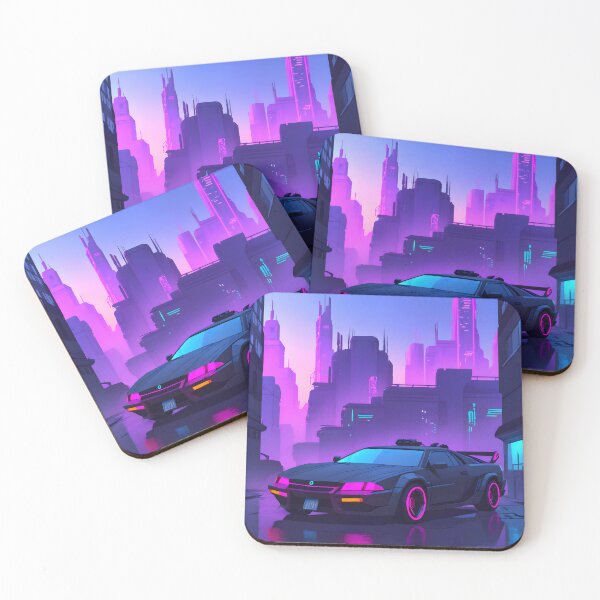 Item preview, Cyber punk car night city purple blue pink vaporwave designed and sold by xanastasiamay.