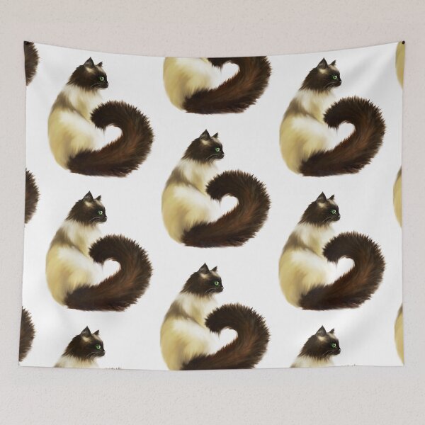 Item preview, Balinese or Birman cat acrylic/digital painting designed and sold by Funsize-Art.