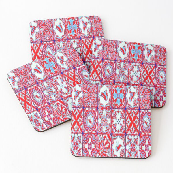 Item preview, RED BLUE VINTAGE PATTERN ABSTRACT ART designed and sold by sharlesart.