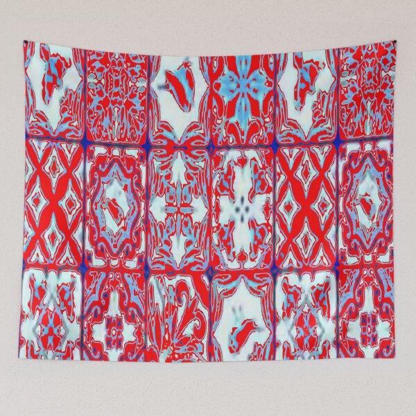 Item preview, RED BLUE VINTAGE PATTERN ABSTRACT ART designed and sold by sharlesart.