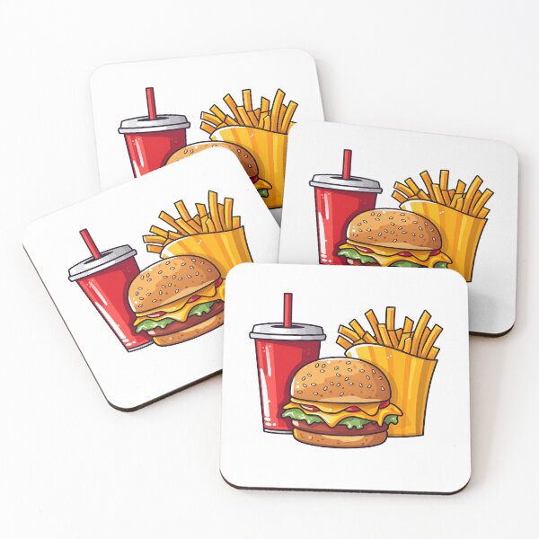 Item preview, Cartoon Style Cheeseburger Combo Meal with French Fries and Soda Drink Sticker Art Prints and More designed and sold by Kevin Lou.