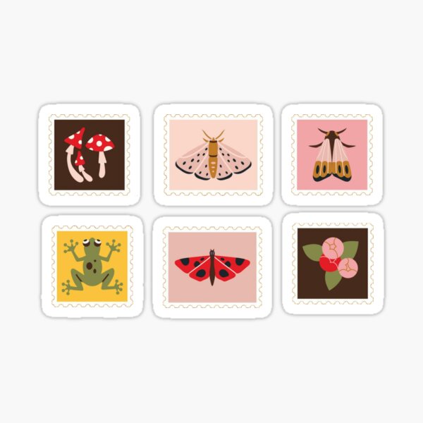 Artikel-Vorschau von Motten-, Frosch- und Pilz-Briefmarken, designt und verkauft von Porosenok.