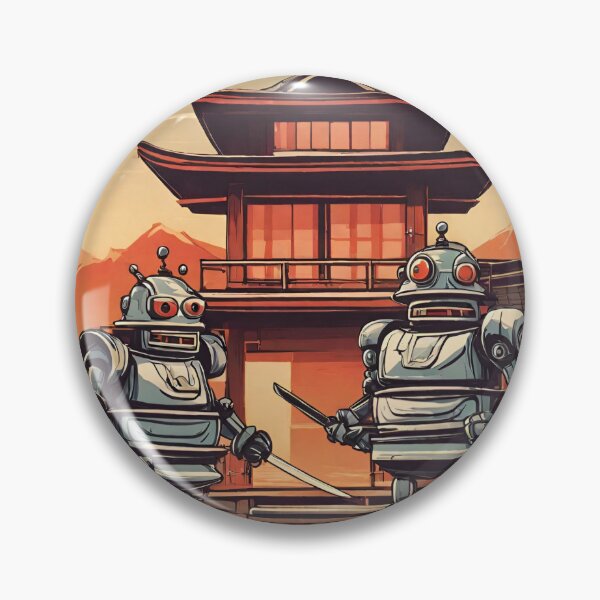 Artikelvorschau, Retro japanische Samurai-Roboter entworfen und verkauft von Funktastic Designs.