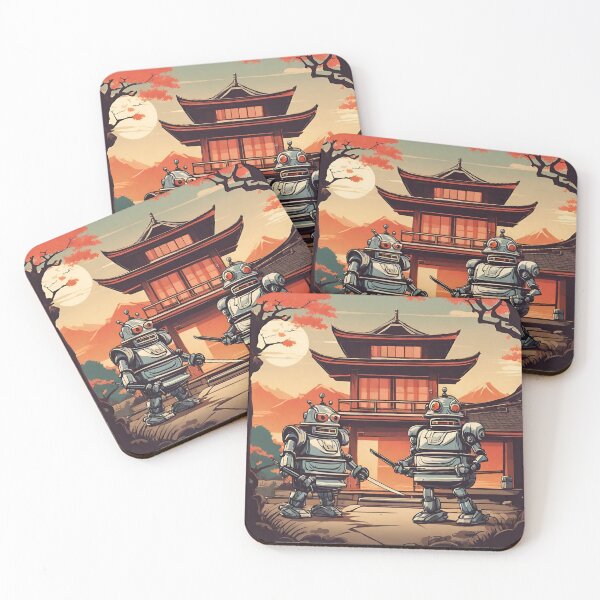 Item preview, Retro Japanese Samurai Robots designed and sold by Funktastic Designs.