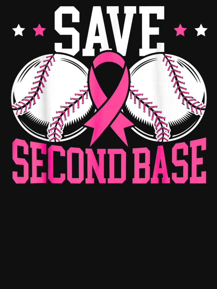 Save Second 2nd Base Funny Baseball Breast Cancer Awareness Premium Kids  Long Sleeve Shirt