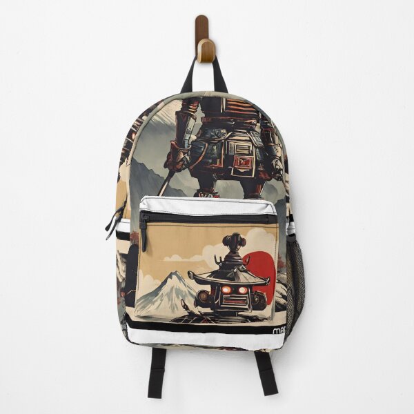 Item preview, Retro Japanese Robot Samurai on a mountain designed and sold by Funktastic Designs.