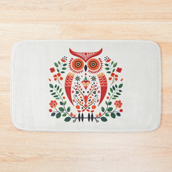 Item preview, Floral Scandinavian Folk Art Animals - Scandi Owl designed and sold by khachiche.