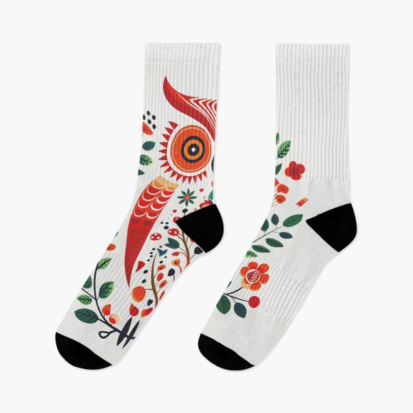 Item preview, Floral Scandinavian Folk Art Animals - Scandi Owl designed and sold by khachiche.