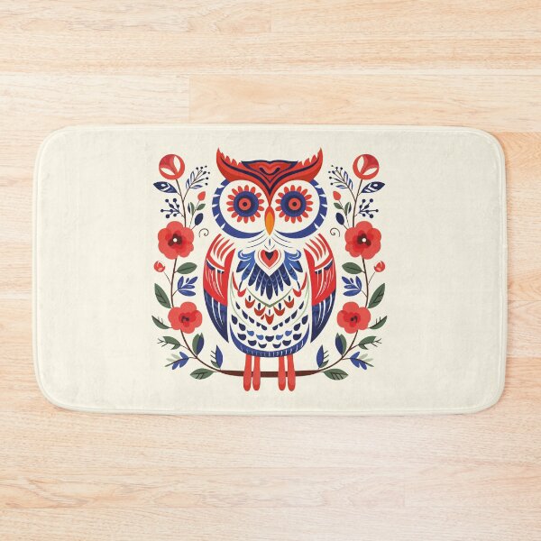 Item preview, Floral Scandinavian Folk Art Animals - Scandi Owl designed and sold by khachiche.