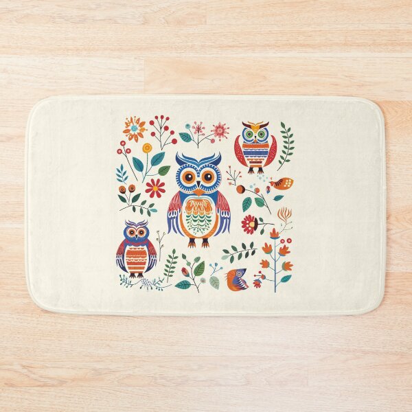 Item preview, Floral Scandinavian Folk Art Animals - Scandi Owl designed and sold by khachiche.