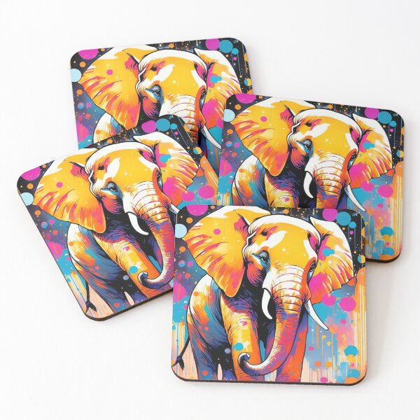 Item preview, Rainbow splash paint elephant designed and sold by KenVulf.
