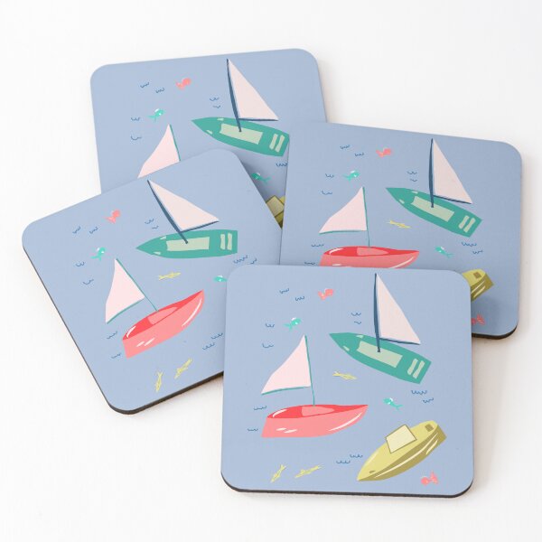 Item preview, Artsy Sailing Race in Sweden - Chambray Blue, Pink, Green, Yellow designed and sold by Ingrid Poole.