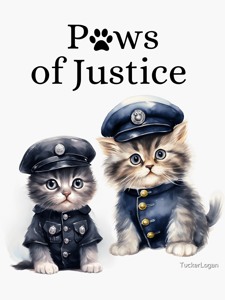 Cute Cats in Police Uniforms Paws of Justice Sticker for Sale by  TuckerLogan