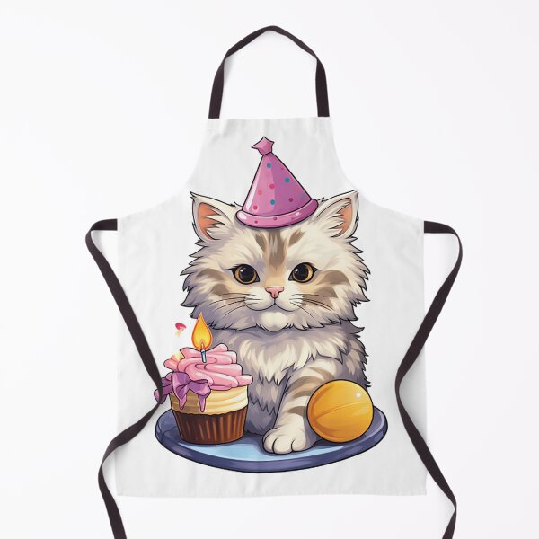 Item preview, Joyful Birthday Cat: Realistic Fluffy Feline Celebrating with Cake Sticker designed and sold by PaintbrushPlace.