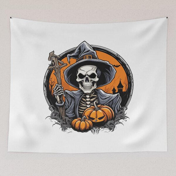 Item preview, Halloween Witch Skeleton Skull Pumpkin - T-Shirt designed and sold by PrintyArts.