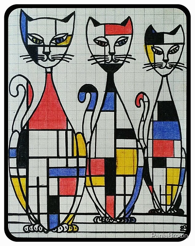 Mid Century Mondrian Cats By Paniabrown Redbubble