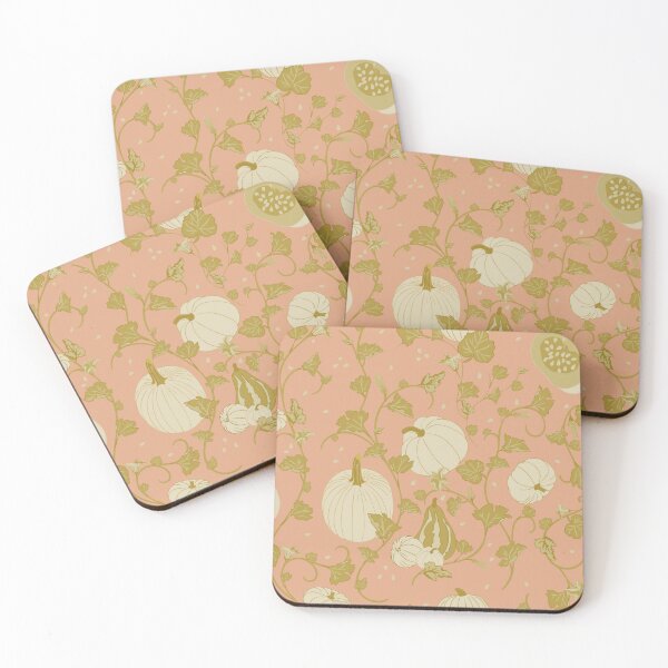 Item preview, Pink and White Pumpkin Vines designed and sold by PatternedbySab.