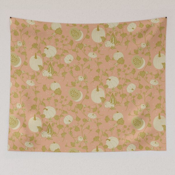 Item preview, Pink and White Pumpkin Vines designed and sold by PatternedbySab.