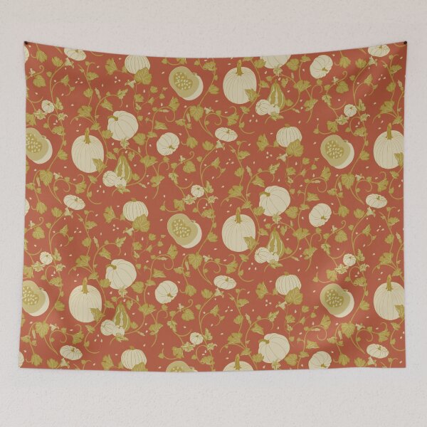Item preview, Orange and White Pumpkin Vines designed and sold by PatternedbySab.