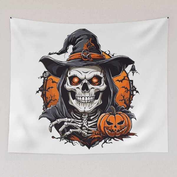 Item preview, Halloween Witch Skeleton Skull Pumpkin - T-Shirt designed and sold by PrintyArts.
