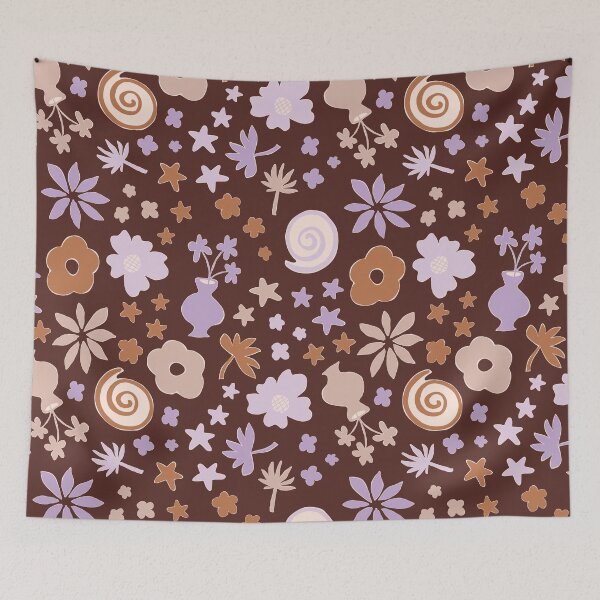Item preview, Boho Pastel Lilac Purple Beige Brown Flower Pattern Girls Room designed and sold by blomastudios.