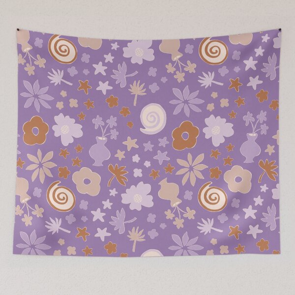 Item preview, Boho Purple Lilac Beige Brown Flower Pattern Girls Room designed and sold by blomastudios.