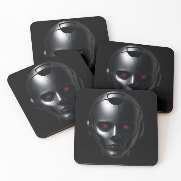 Item preview, Futuristic robot head with cyborg face designed and sold by posterflunz.