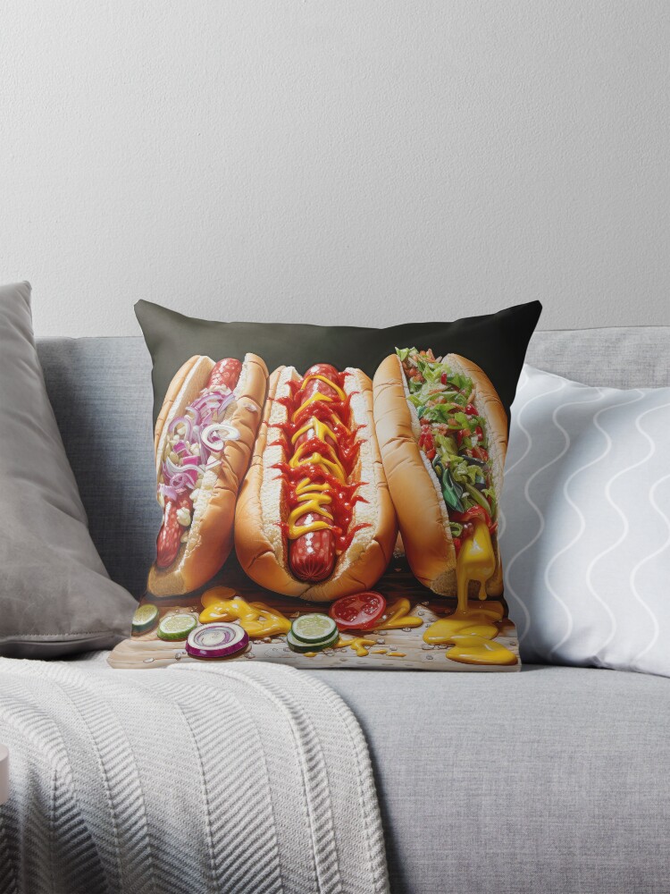 Hotdogs and Buns Pillow for Sale by Elisabeth Lucas Redbubble