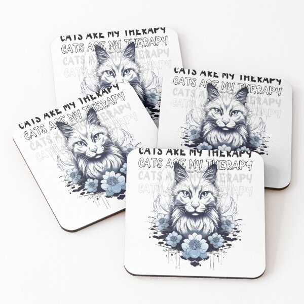Item preview, Cats are my therapy - Maine Coon floral art designed and sold by alaa-mously.