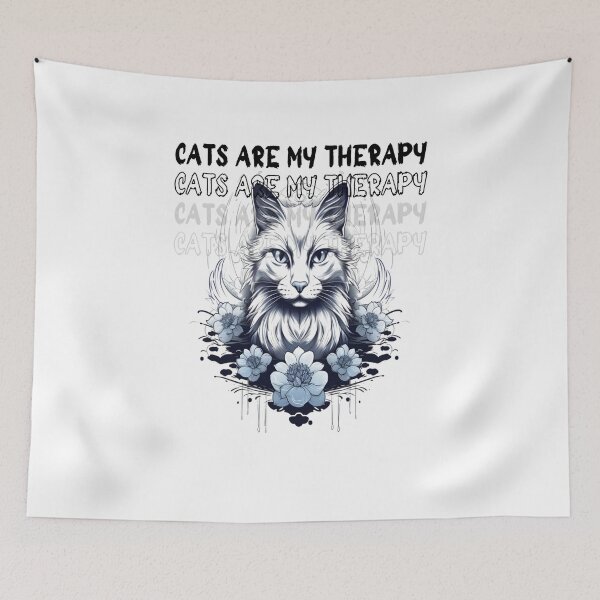 Item preview, Cats are my therapy - Maine Coon floral art designed and sold by alaa-mously.