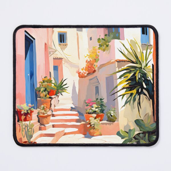 Item preview, Small town street scene, colorful oil painting designed and sold by BrotherQY.