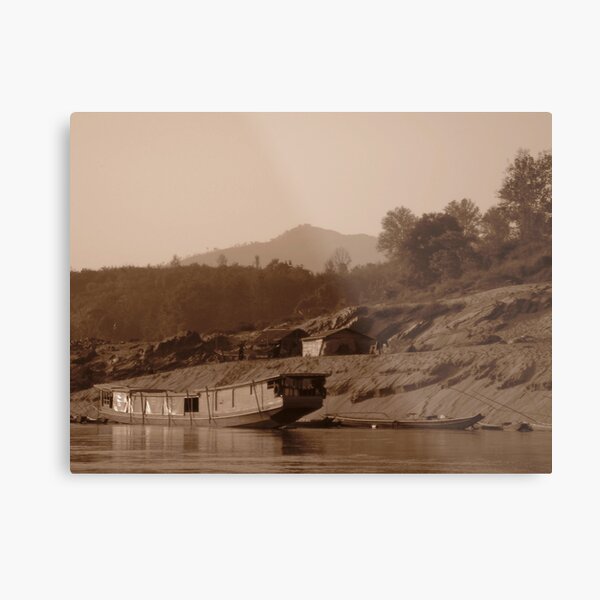 Lone Slow Boat on the Mekong Metal Print