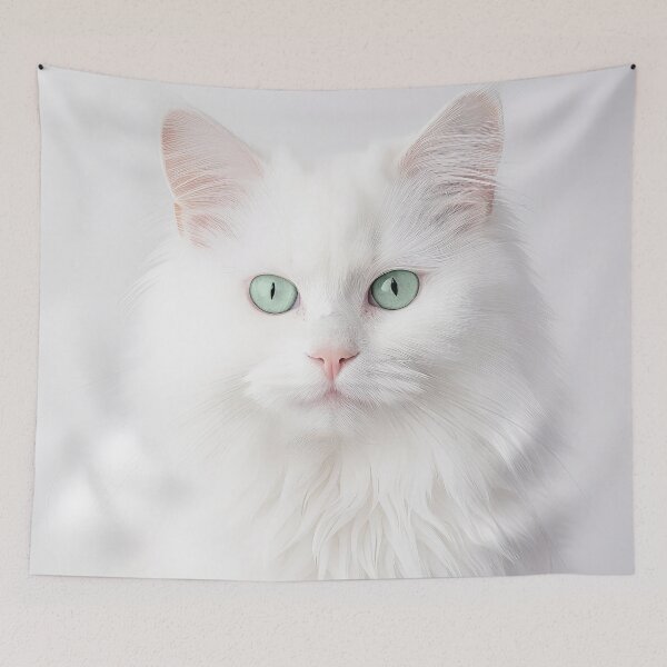 Item preview, White Persian Cat with Green Eyes designed and sold by Elisabeth Lucas.