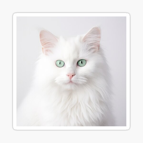 Item preview, White Persian Cat with Green Eyes designed and sold by Elisabeth Lucas.