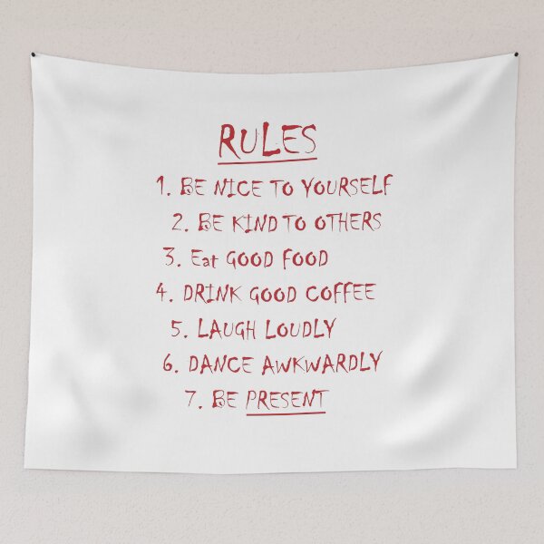 Item preview, House Wall Art  Rules, Retro Wall Art, Rules Art Print, Retro Quote Print, Apartment Wall Art Print, Dorm Room Decor, Red Minimalist Print, designed and sold by ayaato.
