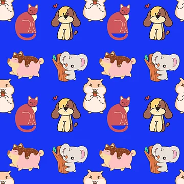Artwork thumbnail, Cute Animals Seamless Pattern by PatternXS