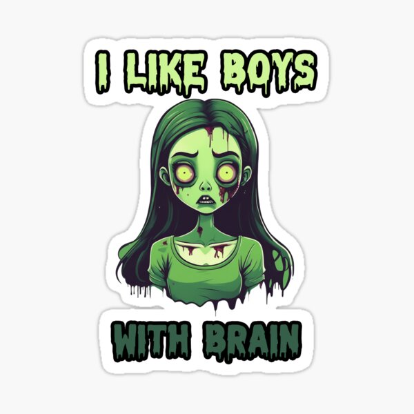 Pink Zombie I Like Boys With Brain Halloween Cute Colorful Retro