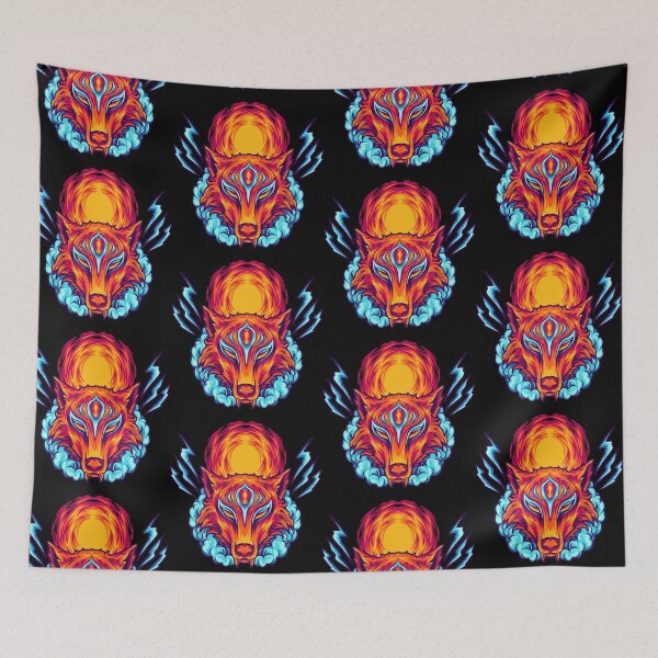 Item preview, colorful fox head, fox head with clouds, fox and clouds designed and sold by GreyStanzione1.