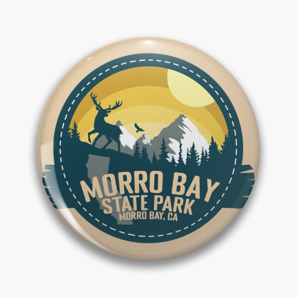 Item preview, Morro Bay State Park California - CA Retro Souvenir Badge designed and sold by mountainfad.