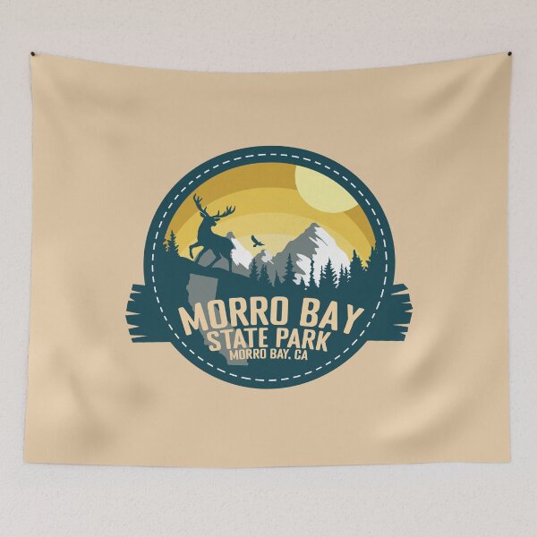 Item preview, Morro Bay State Park California - CA Retro Souvenir Badge designed and sold by mountainfad.