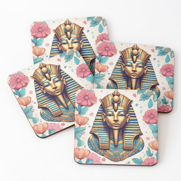 Item preview, an egyptian pharaoh mask surrounded by flowers designed and sold by Enga6.