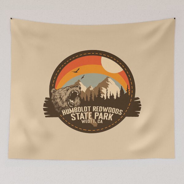 Item preview, Humboldt Redwoods State Park California - CA Retro Souvenir Badge designed and sold by mountainfad.