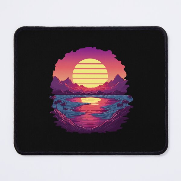 Item preview, Mountains palm trees reto sunset designed and sold by DerSenat.