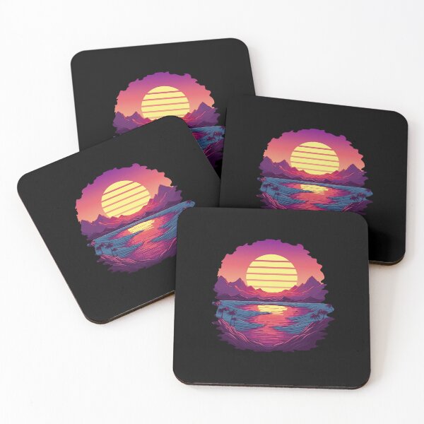 Item preview, Mountains palm trees reto sunset designed and sold by DerSenat.