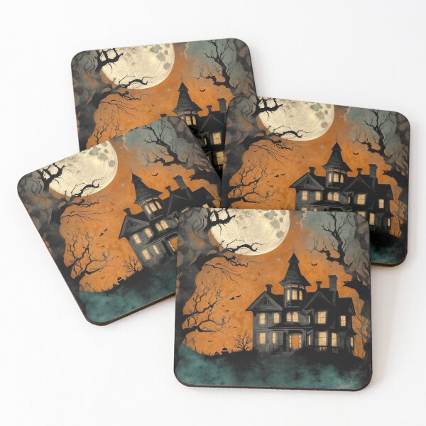Item preview, Haunted house with Eerie Trees and Full Moon designed and sold by WrenDay.
