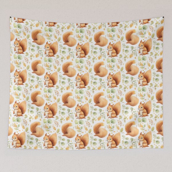 Aperçu de l'œuvre Whimsical Whiskers: Playful Squirrel Watercolor Art créée et vendue par qoodesignstudio.