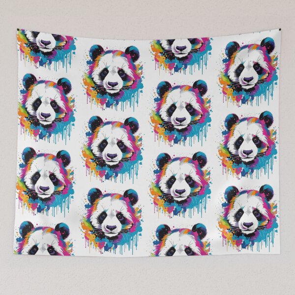 Item preview, panda head closeup, colorful panda head, panda head designed and sold by GreyStanzione1.